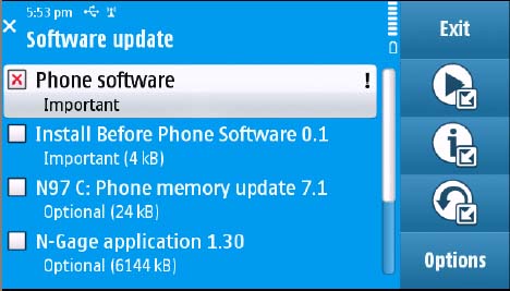 Nokia N97 SW Update Menu Nokia N97 SW Update Menu